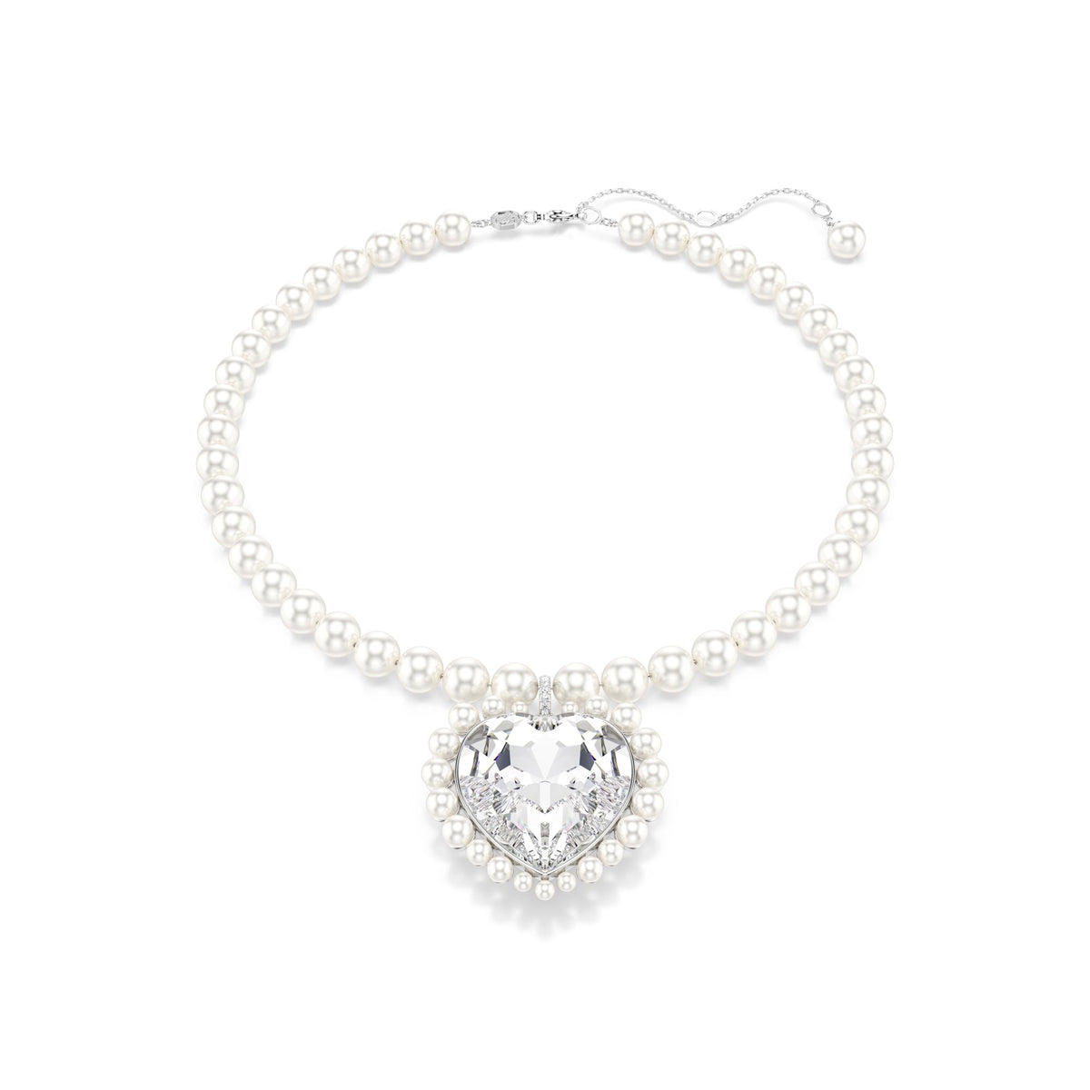Crystal & Pearl Jewelry With Rhodium Finish