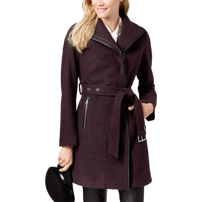 Fitted Tweed Coat With Waist Belt