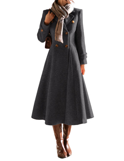Double-Breasted Long Wool-Blend Coat