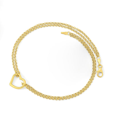 14K Gold Double-Strand Heart Anklet