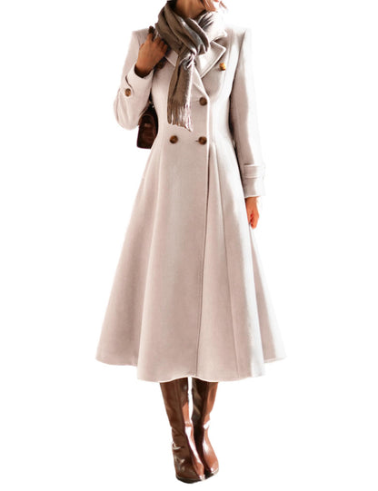 Double-Breasted Long Wool-Blend Coat