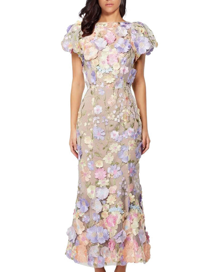 Floral Embroidered Lace Fishtail Mini Dress