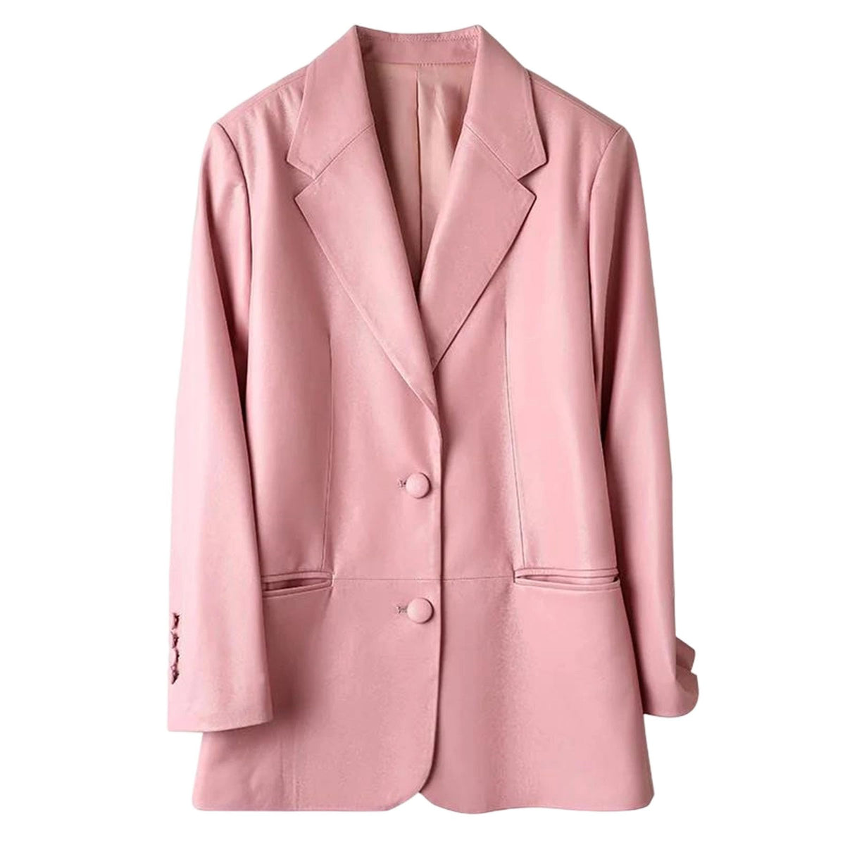 Oversized Leather Blazer With Notched Lapels