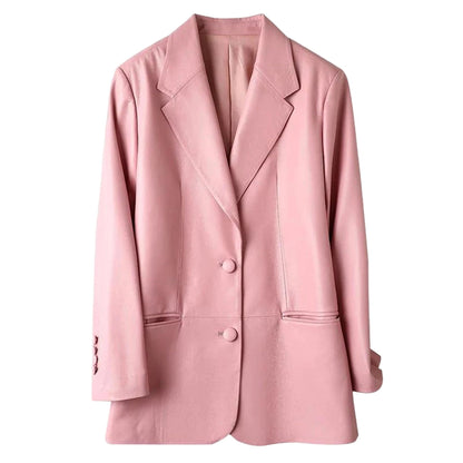 Oversized Leather Blazer With Notched Lapels