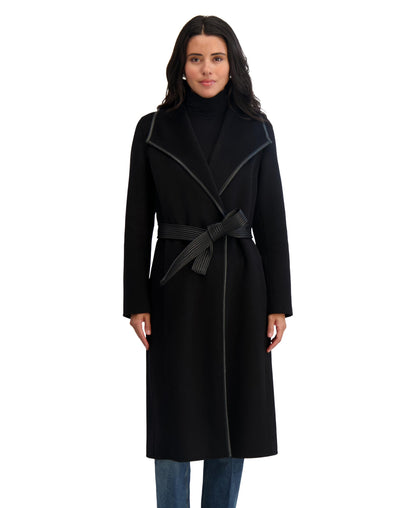 Fitted Tweed Coat With Waist Belt