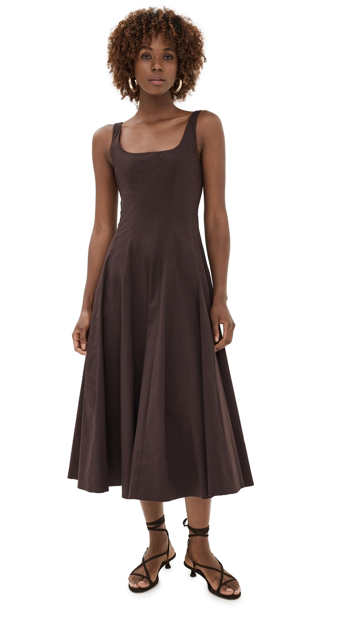 Fit-and-Flare Midi Dress With Structured Bodice