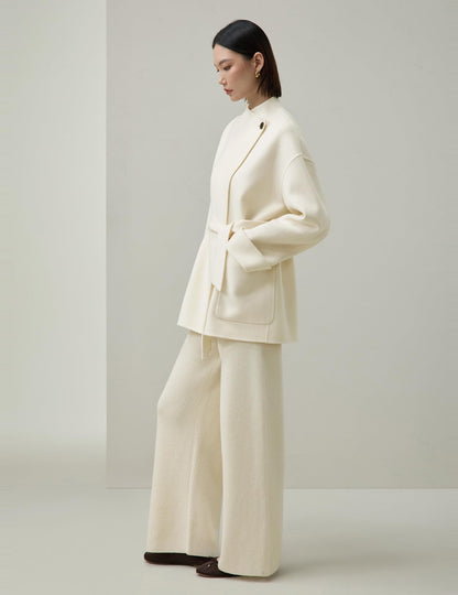 Wool-Cashmere Oversized Coat With Tie Belt