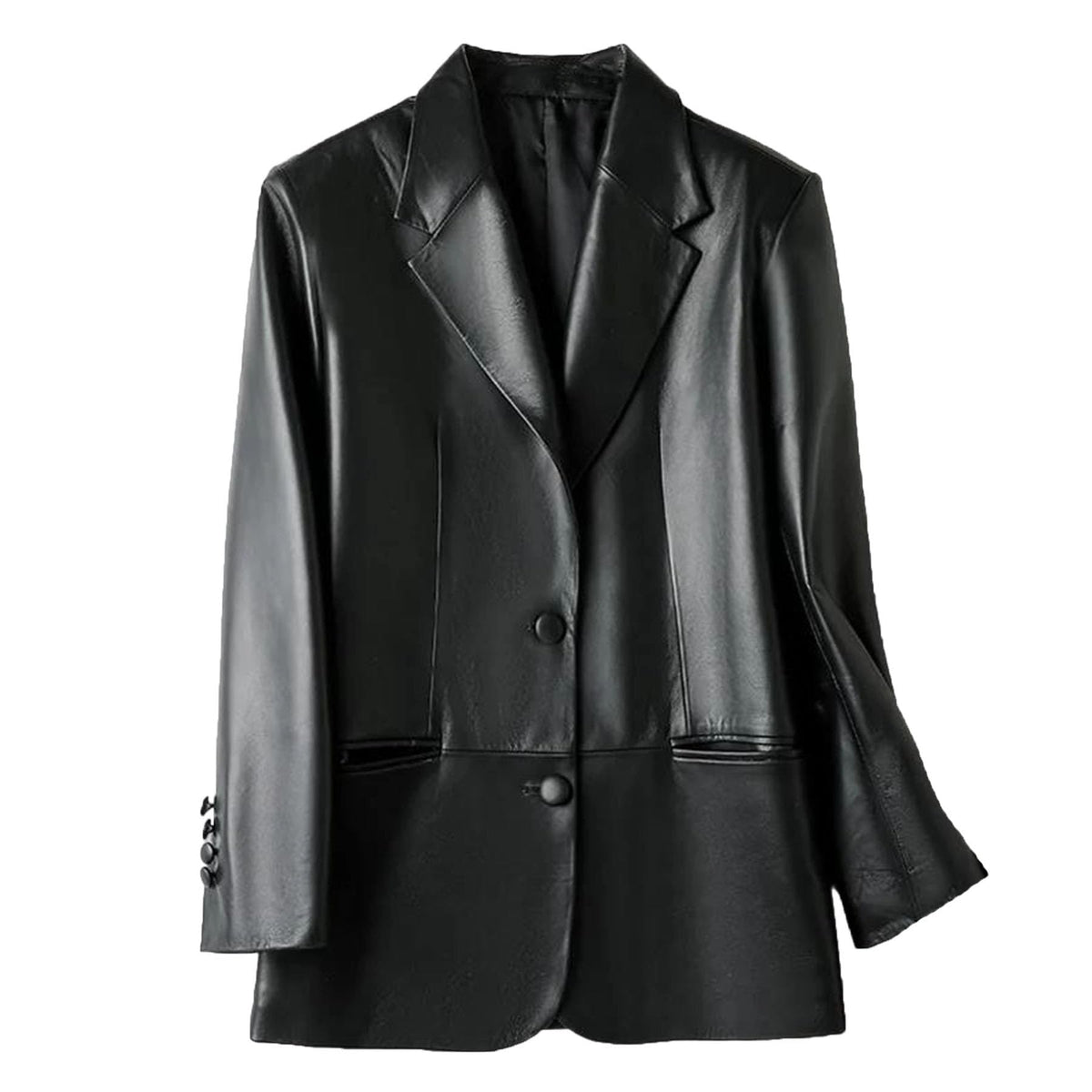 Oversized Leather Blazer With Notched Lapels