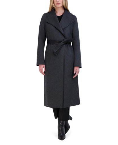 Fitted Tweed Coat With Waist Belt