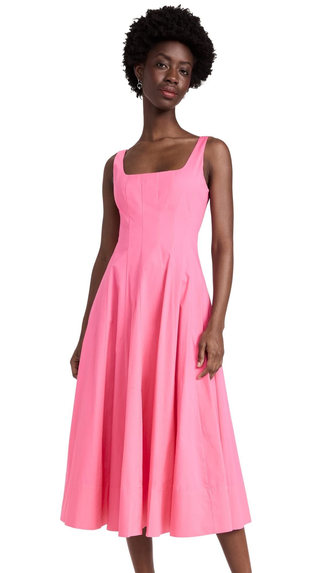 Fit-and-Flare Midi Dress With Structured Bodice