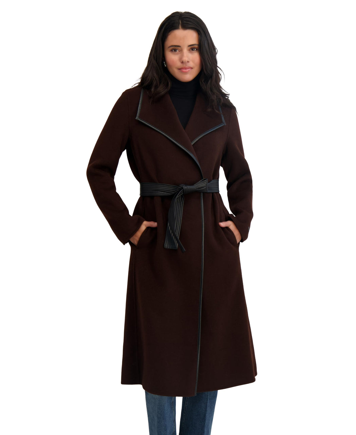 Fitted Tweed Coat With Waist Belt