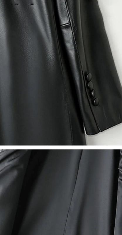 Oversized Leather Blazer With Notched Lapels