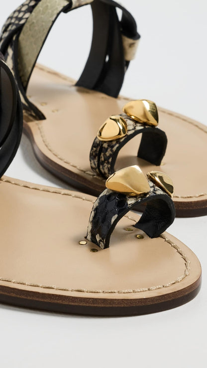 Leather Strappy Flat Sandals
