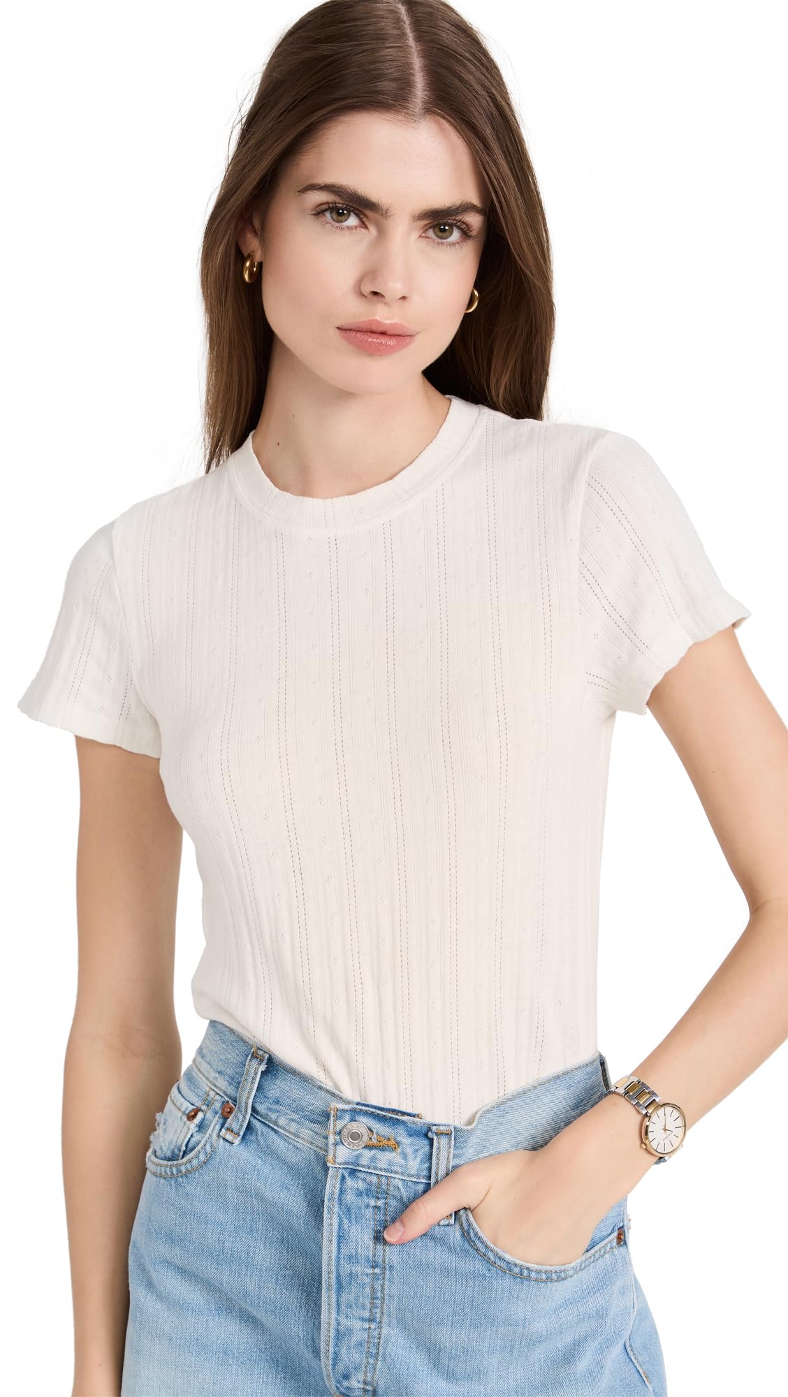 Pointelle Knit Fitted Baby T-Shirt