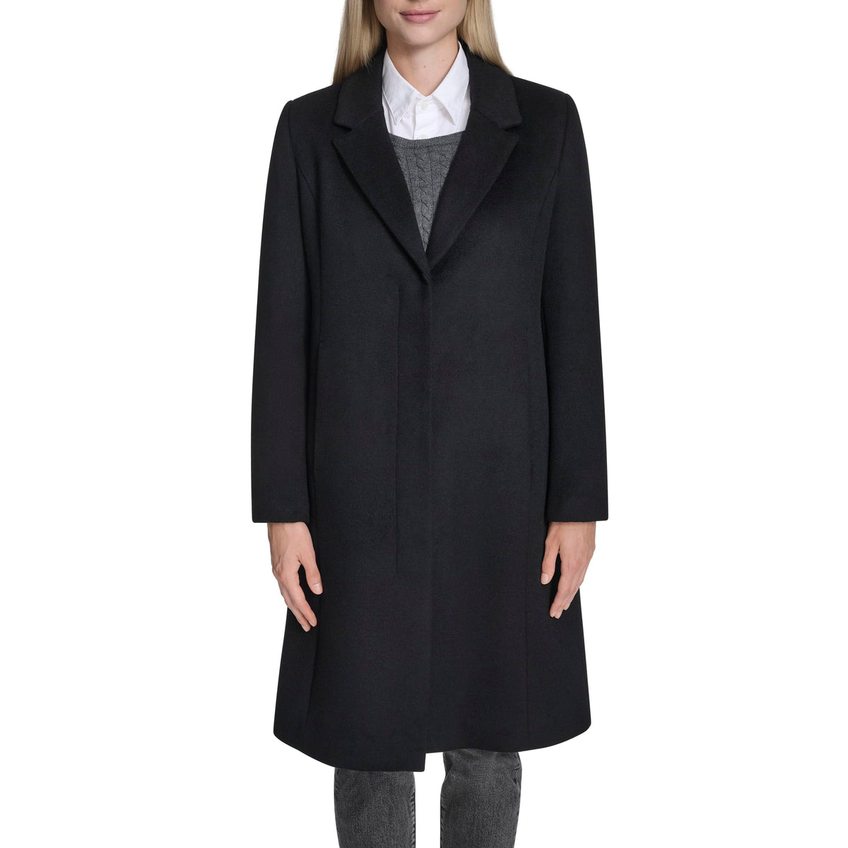 Notch-Collar Wool Coat With Tailored Placket