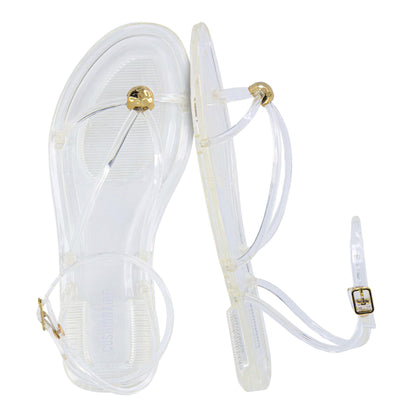 Jelly Strappy Sandals With Gold-Tone Hardware