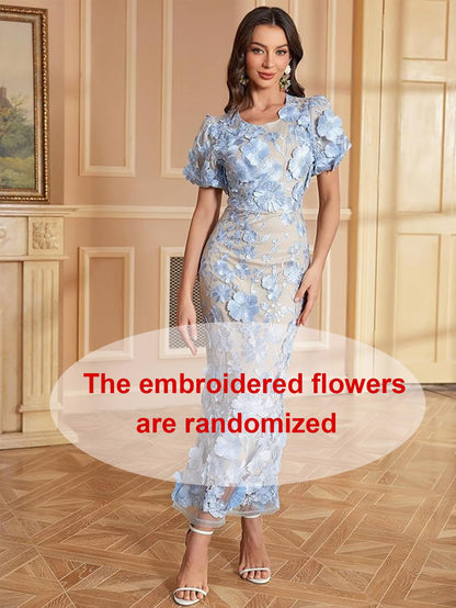 Floral Embroidered Lace Fishtail Mini Dress