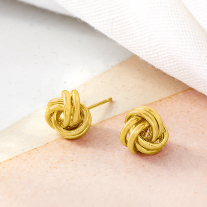 14K Yellow Gold Love Knot Stud Earrings