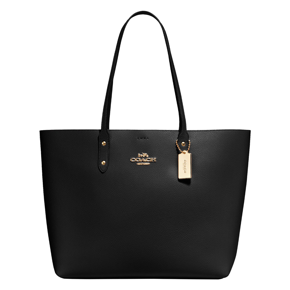 Polished Pebble Leather Tote With Zip Pocket
