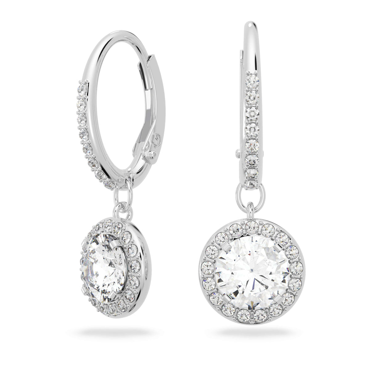 Crystal Drop Earrings With Halo Detailing