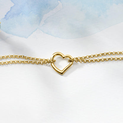 14K Gold Double-Strand Heart Anklet