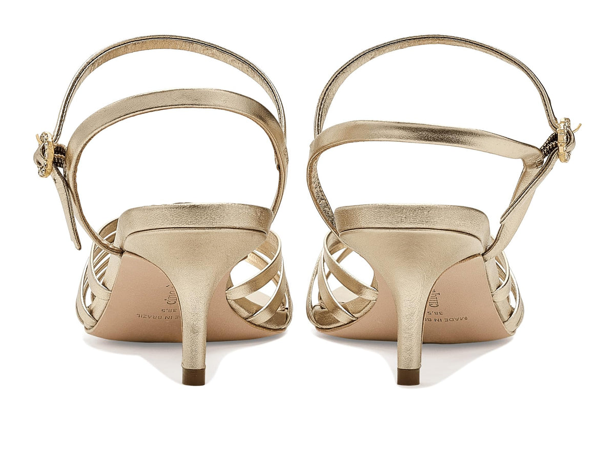 Metallic Strappy Kitten Heel Sandals