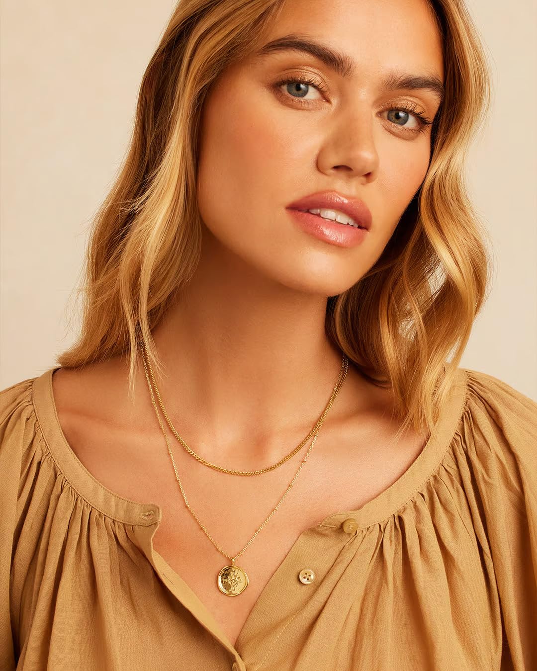Compass Coin Pendant Necklace With Adjustable Chain