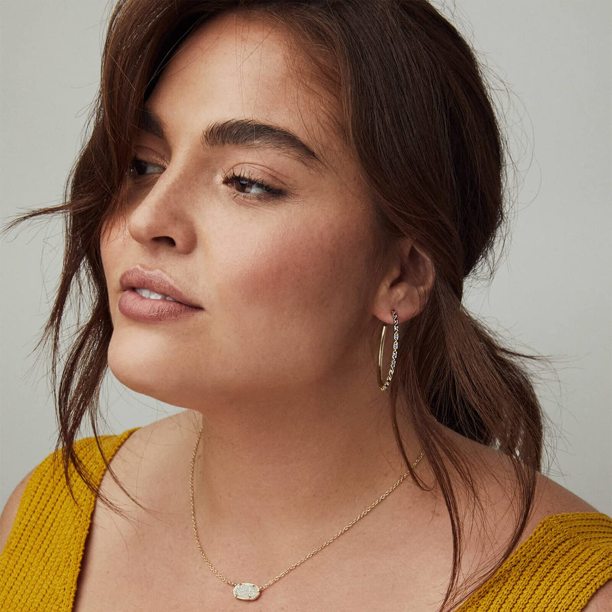 14K Gold-Plated Stone Pendant Necklace