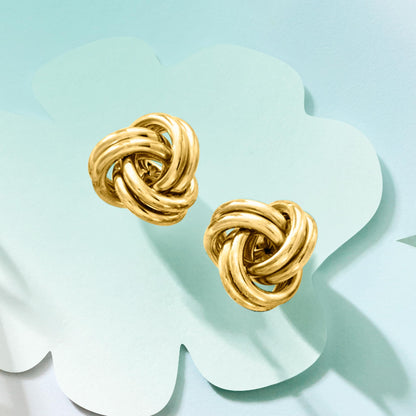 14K Yellow Gold Love Knot Stud Earrings