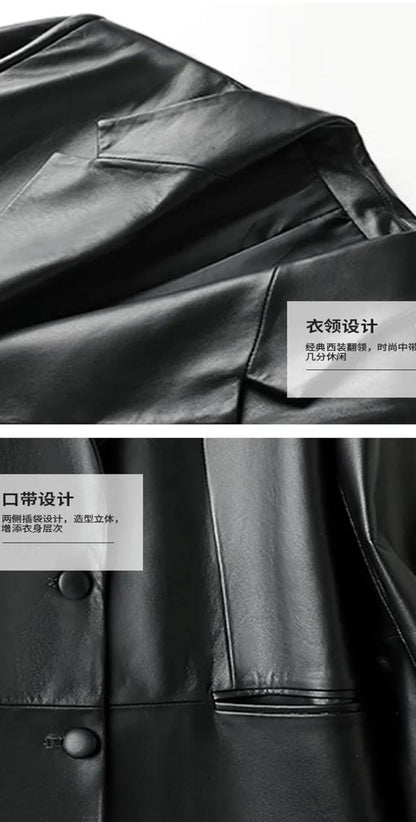 Oversized Leather Blazer With Notched Lapels