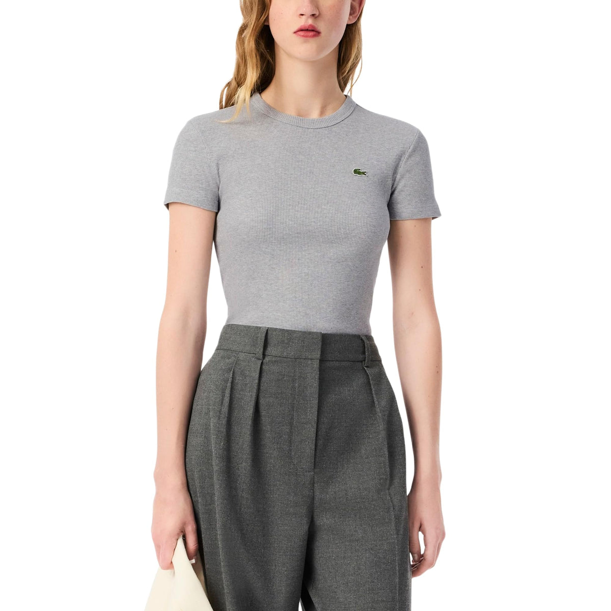 Slim Fit Ribbed Cotton Short-Sleeve T-Shirt