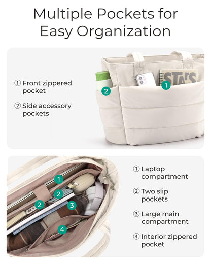 Lightweight Puffer Tote Bag With Soft Structure