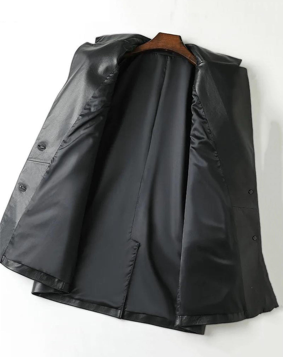 Oversized Leather Blazer With Notched Lapels