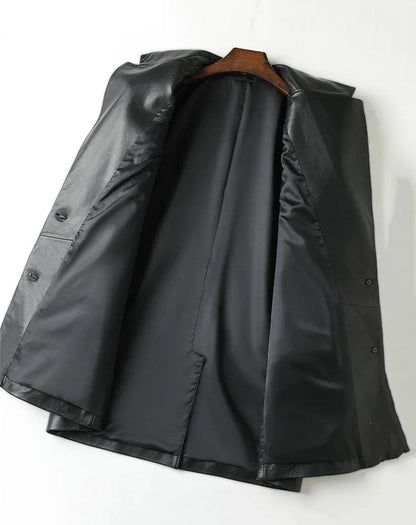 Oversized Leather Blazer With Notched Lapels
