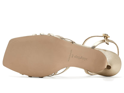 Metallic Strappy Kitten Heel Sandals