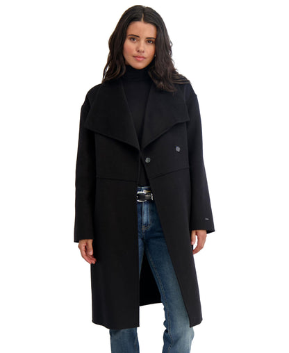 Asymmetrical Belted Wool Coat