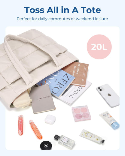 Lightweight Puffer Tote Bag With Soft Structure