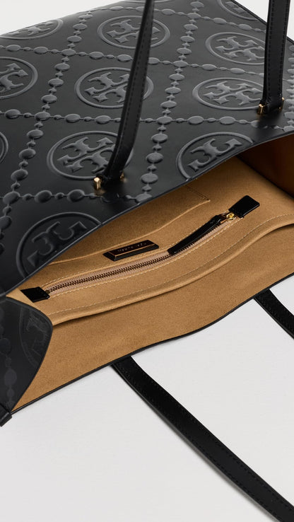 Embossed Monogram Tote Bag With Structured Shape