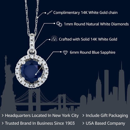 14K White Gold Sapphire & Diamond Necklace
