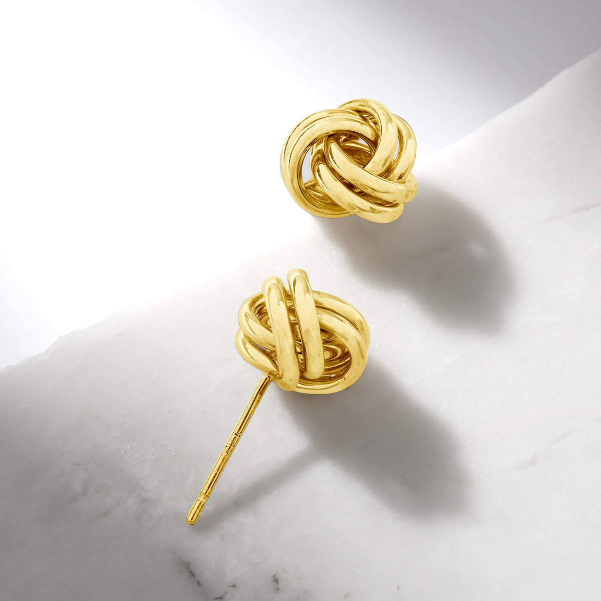 14K Yellow Gold Love Knot Stud Earrings
