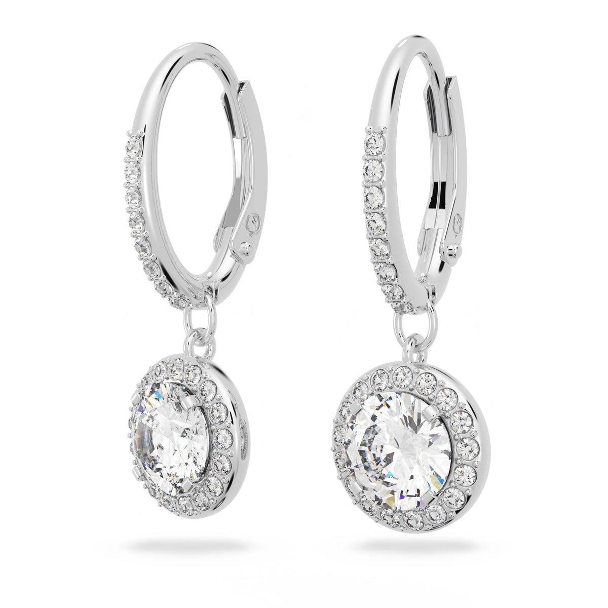 Crystal Drop Earrings With Halo Detailing