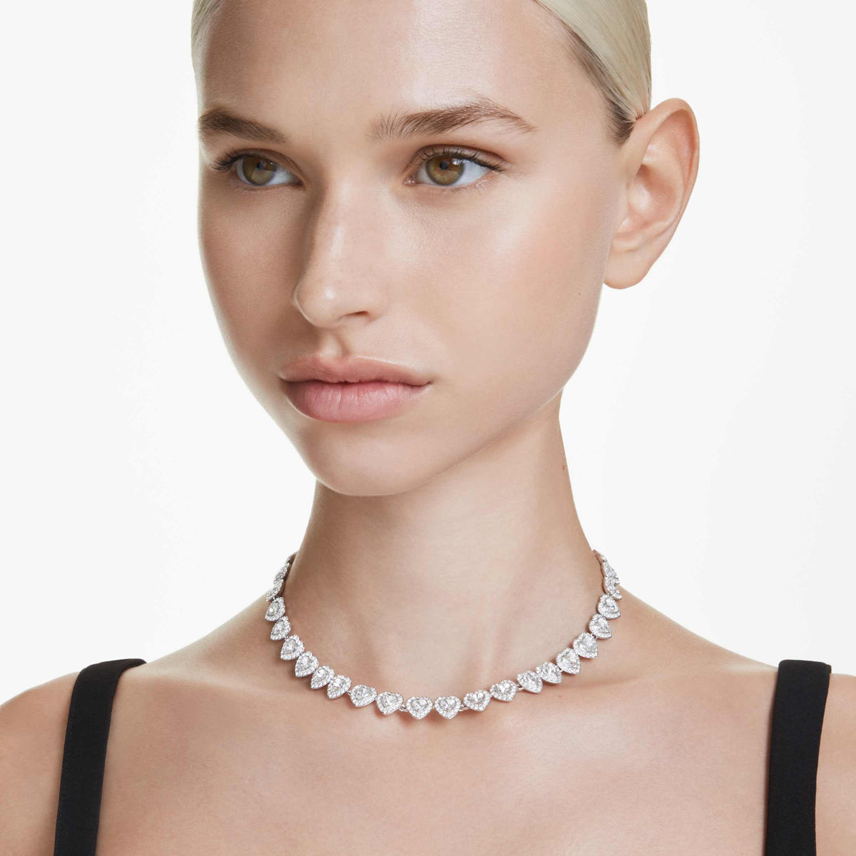 Crystal & Pearl Jewelry With Rhodium Finish