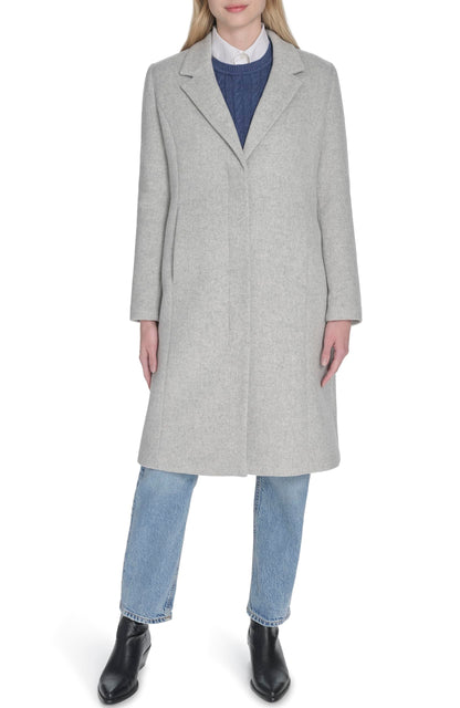 Notch-Collar Wool Coat With Tailored Placket