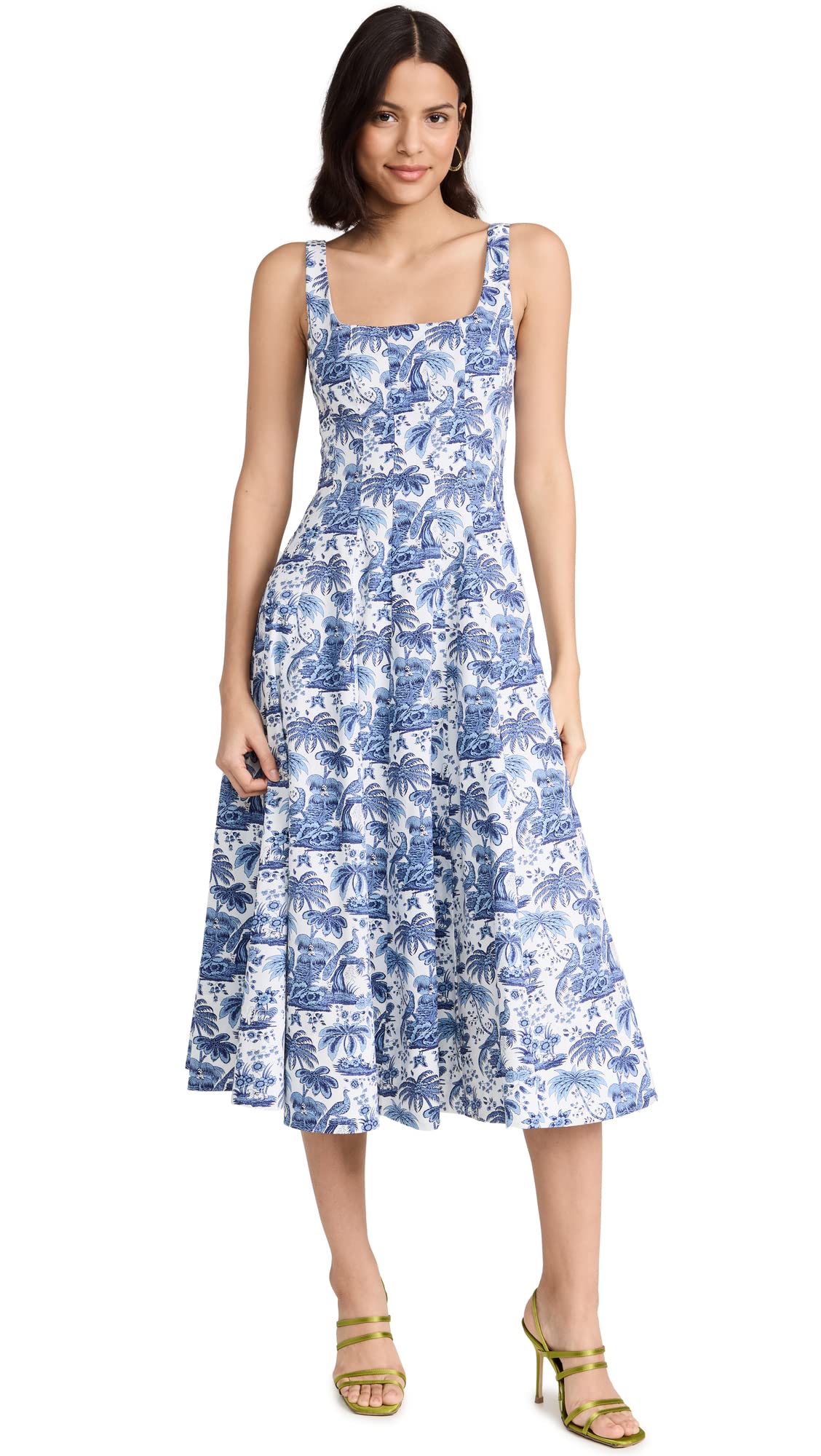 Fit-and-Flare Midi Dress With Structured Bodice