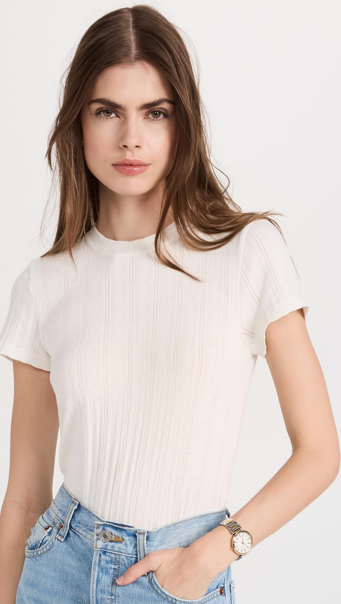 Pointelle Knit Fitted Baby T-Shirt