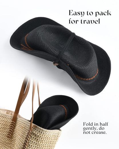 Wide-Brim Straw Fedora With Structured Crown
