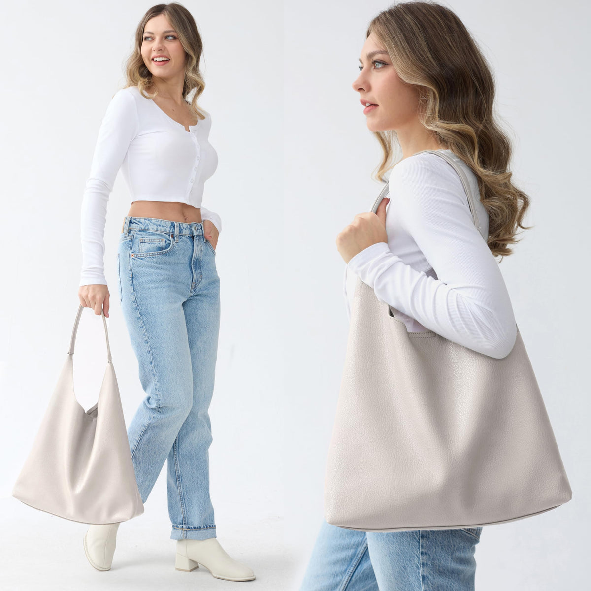 Soft Vegan Leather Hobo Bag With Slouchy Shape