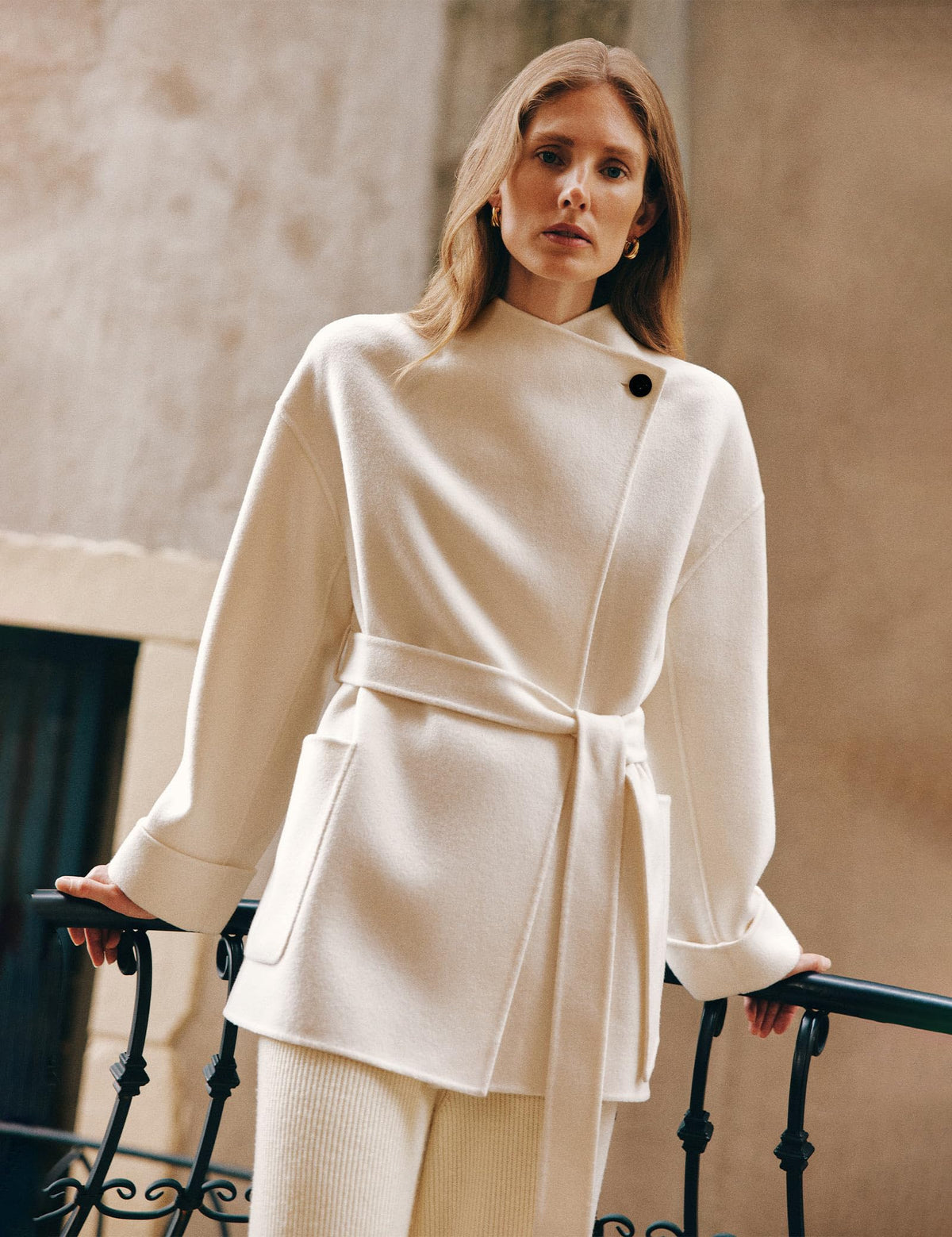 Wool-Cashmere Oversized Coat With Tie Belt