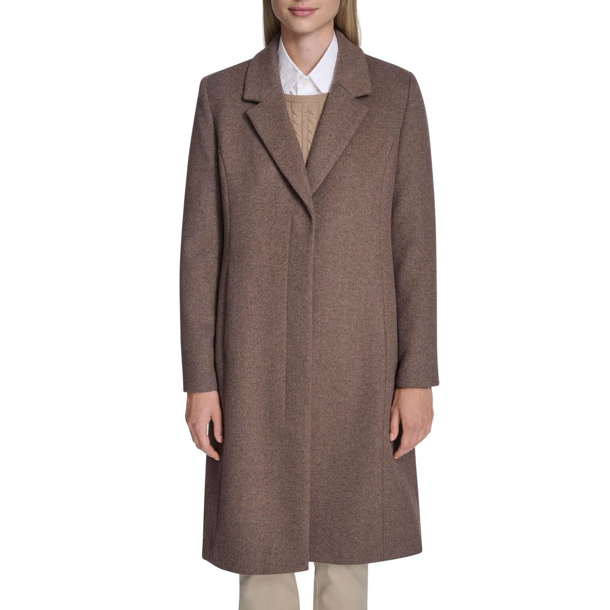 Notch-Collar Wool Coat With Tailored Placket