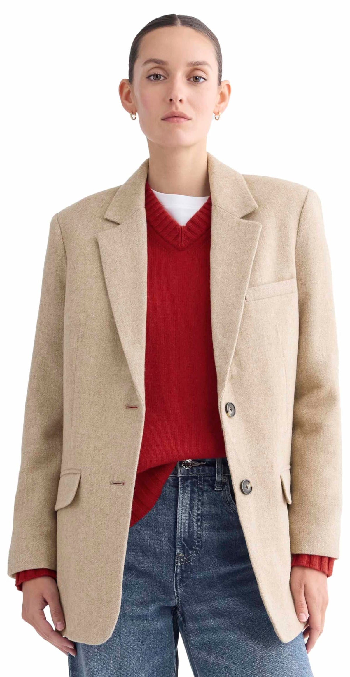 Oversized Wool Blazer With Relaxed Tailored Fit